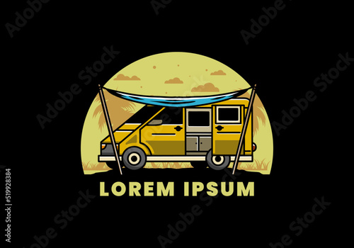 Van camper and flysheet illustration design