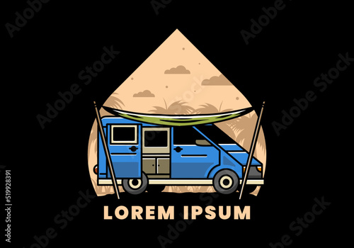 Van camper and flysheet illustration design