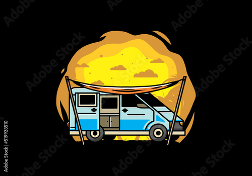 Van camper and flysheet illustration design