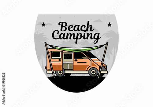 Van camper and flysheet illustration design