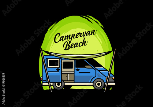 Van camper and flysheet illustration design