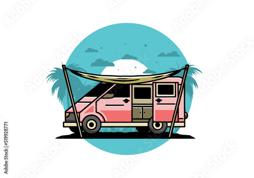 Van camper and flysheet illustration design