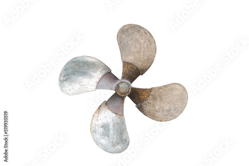 Boat propeller isolated on white with clipping path. photo