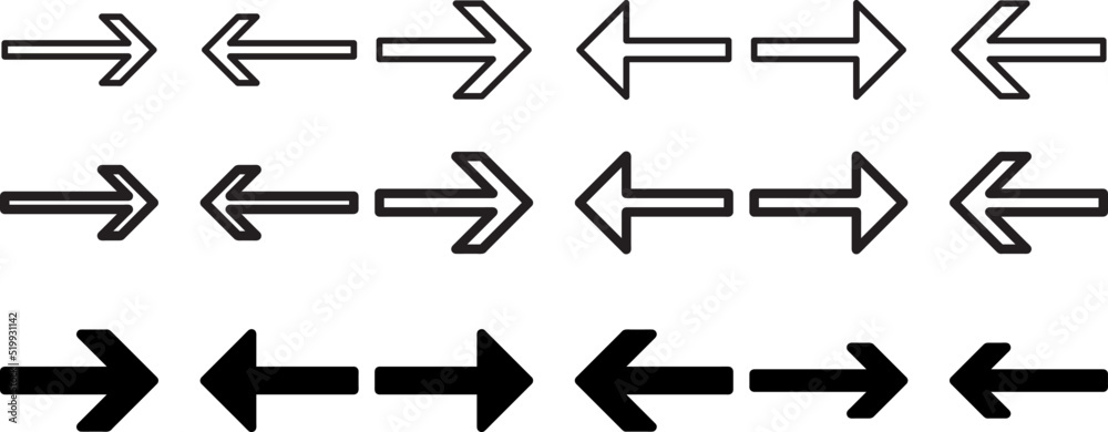 Set arrow icon vector illustration on white background Set arrow icon vector illustration on white background