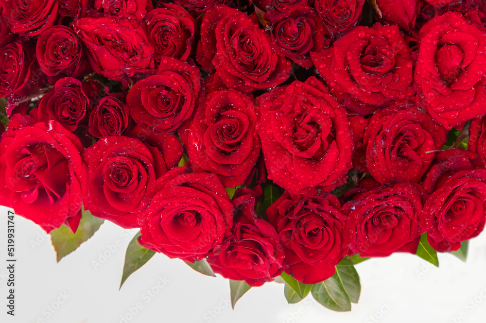 Obraz premium red roses bouquet bloom pattern decoration background - Romance love