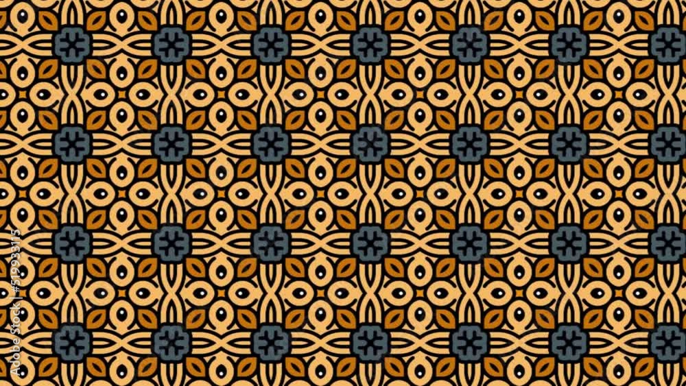 Seamless tile pattern animation with floral signs. Panning Seamless tile pattern animation with floral signs. Panning