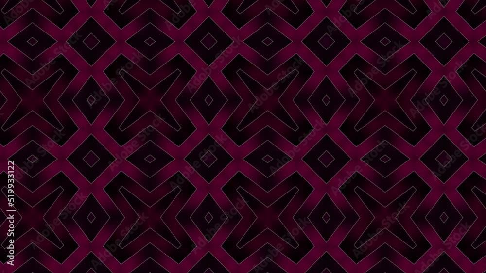 Diamond crystal and square pattern with cannon pink dark colors repeating arabesque background sliding animation.