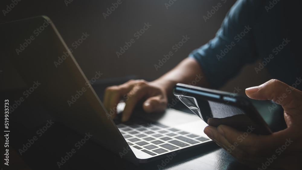Man using smart phone, Connect mobile data to computer. Man using smart phone, Connect mobile data to computer.