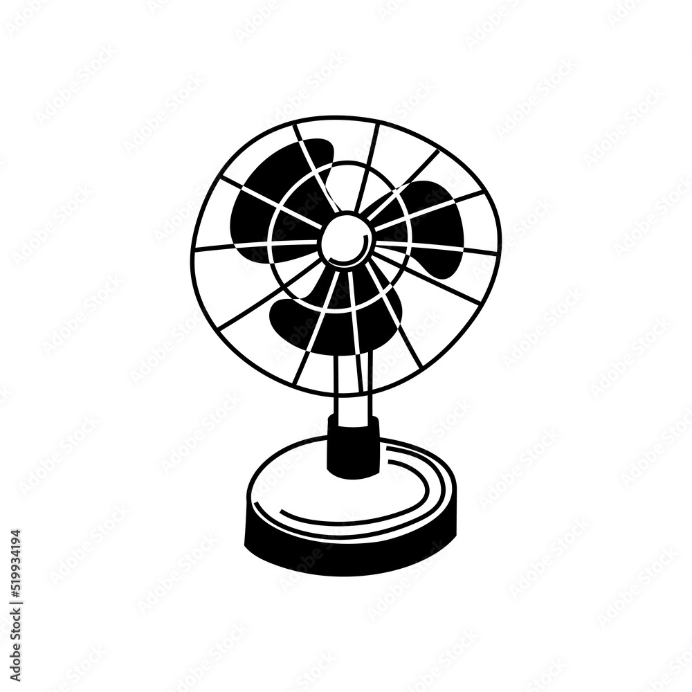 Table fan. Simple black and white doodle illustration, isolated. Table fan. Simple black and white doodle illustration, isolated.