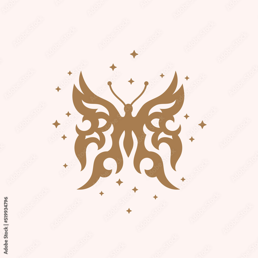 abstract butterfly with star element vector abstract butterfly with star element vector