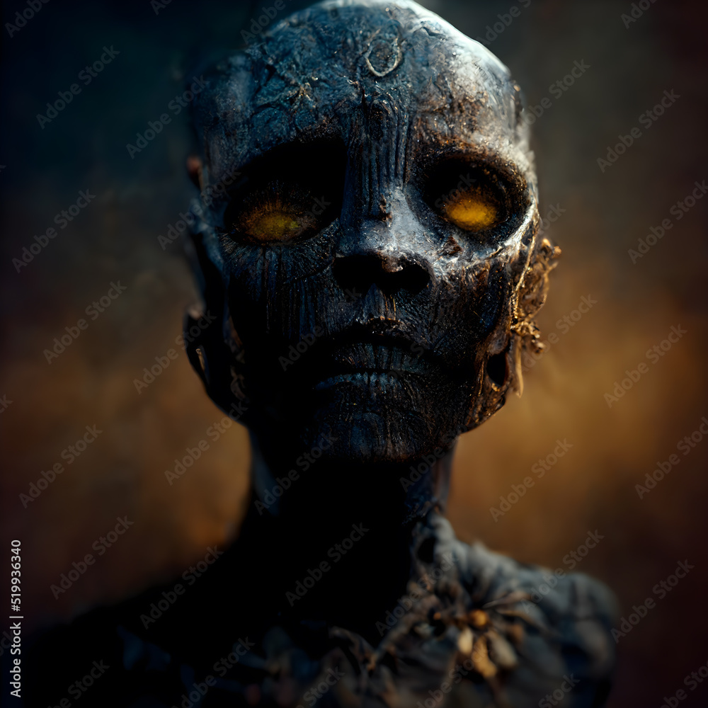 Demonic Monster creature Portrait 3D illustration with dramatic lighting in a front position reflecting the cultural heritage of another world Demonic Monster creature Portrait 3D illustration with dramatic lighting in a front position reflecting the cultural heritage of another world