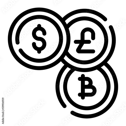 different currencies line icon