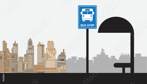 bus stop icon  public transport  vector illustration flat design 