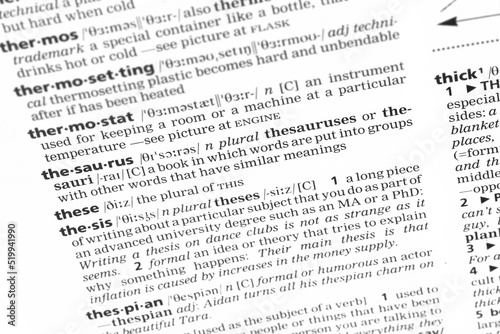 Dictionary definition of thesaurus