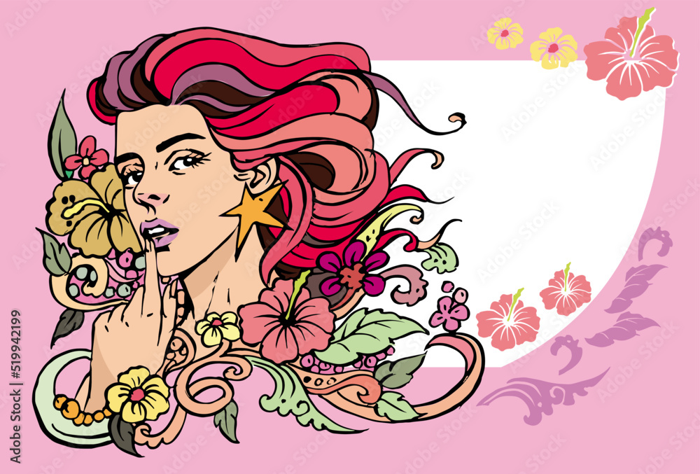 girl with flowers in pink tones vector for card illustration decoration girl with flowers in pink tones vector for card illustration decoration
