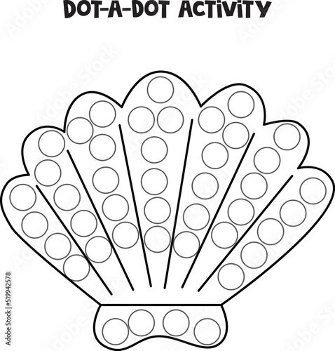 Dot a dot game for preschool kids. Sea shell.
