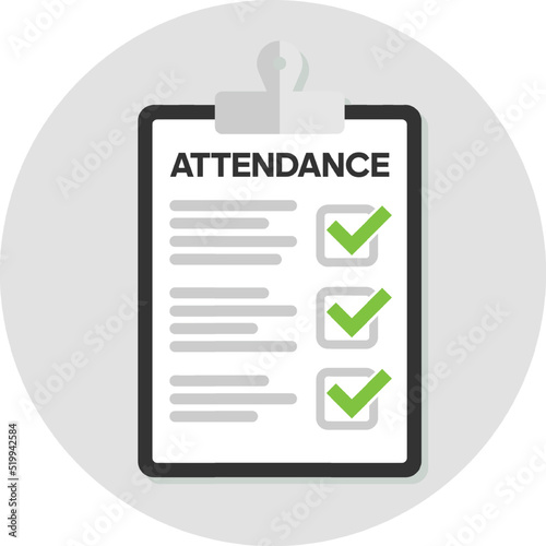 office attendance paper with checklist right mark on paper with green marks.attendance paper photo