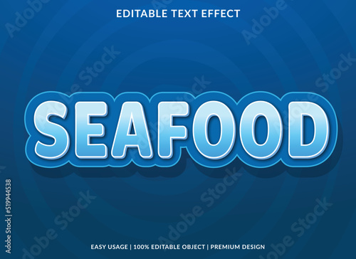 seafood editable text effect template with abstract style background use for business logo and brand