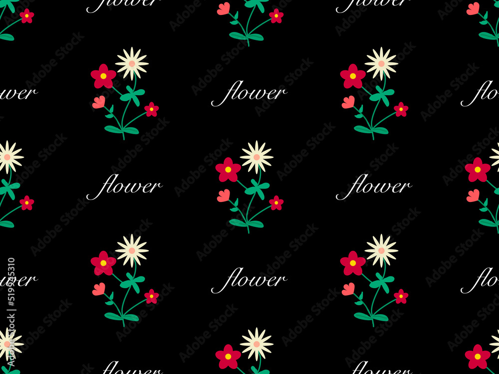 Flower cartoon character seamless pattern on black background Flower cartoon character seamless pattern on black background