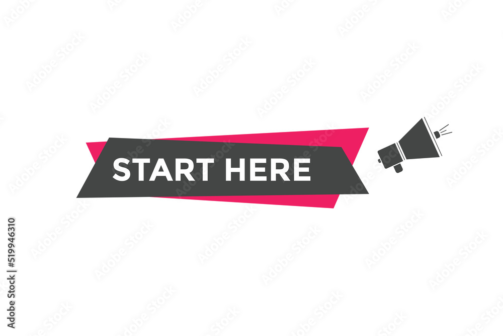Start here text web template. Vector Illustration. 

