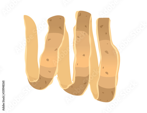 Spiral of potato skin vector illustration isolated on white background