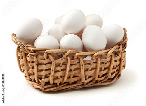 White eggs on white background 
