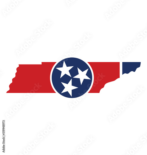 tennessee tn state flag in map shape icon photo