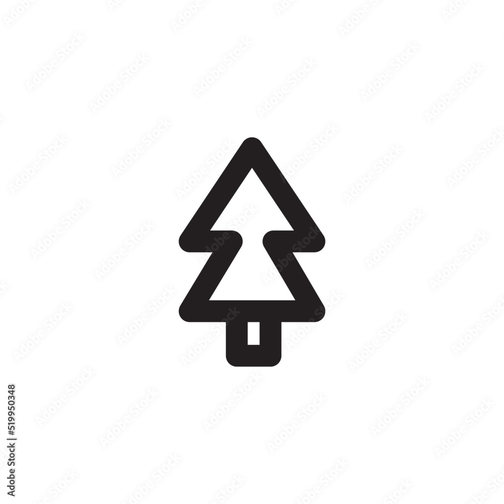 Simple Christmas tree icon, Vector outline icon on white background. Simple Christmas tree icon, Vector outline icon on white background.