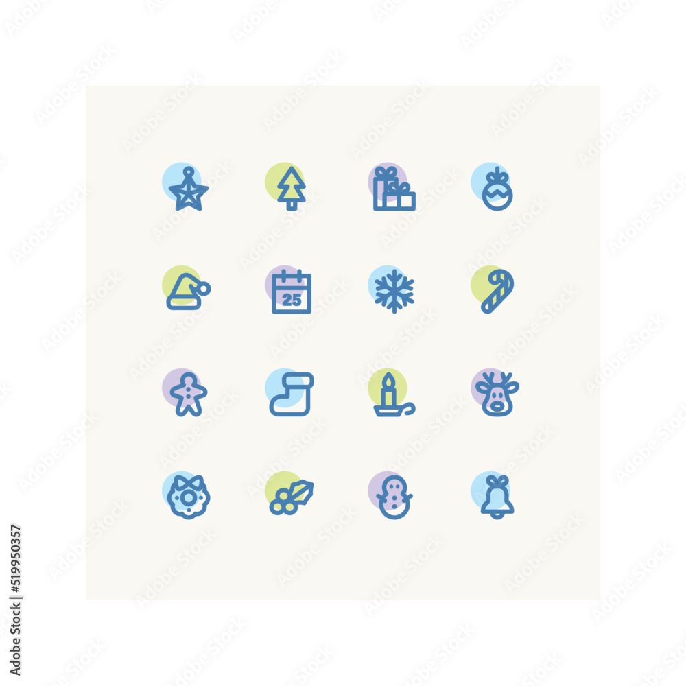 Christmas icon set, Minimal linear vector icons. Christmas icon set, Minimal linear vector icons.