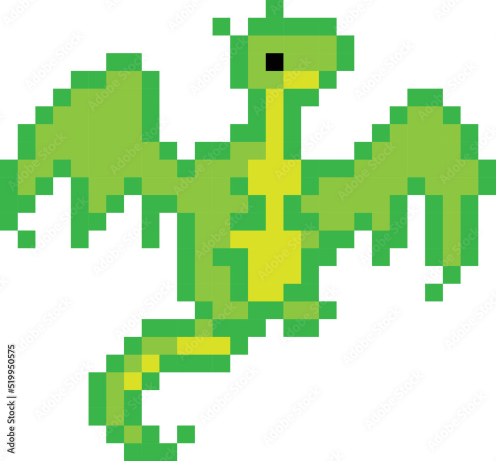 Dragon pixel art vector illustration.