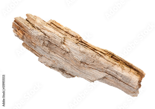 Broken wooden stick isolated on white background