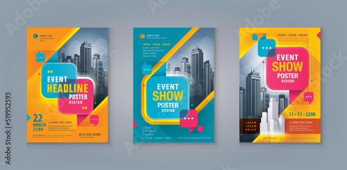 Business Leaflet Brochure Flyer template Design Set. Corporate Flyer Template A4 Size, Abstract Square Speech Bubbles, Corporate book cover design,