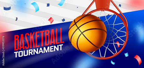 Realistic Sport Basketball Poster