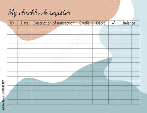 info graphic organizer - checkbook register photo