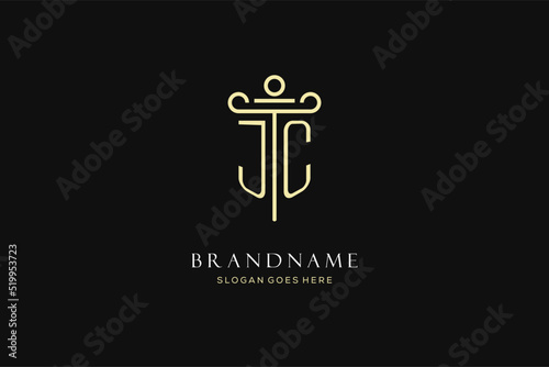 Luxury modern monogram JC logo for law firm with pillar icon design style