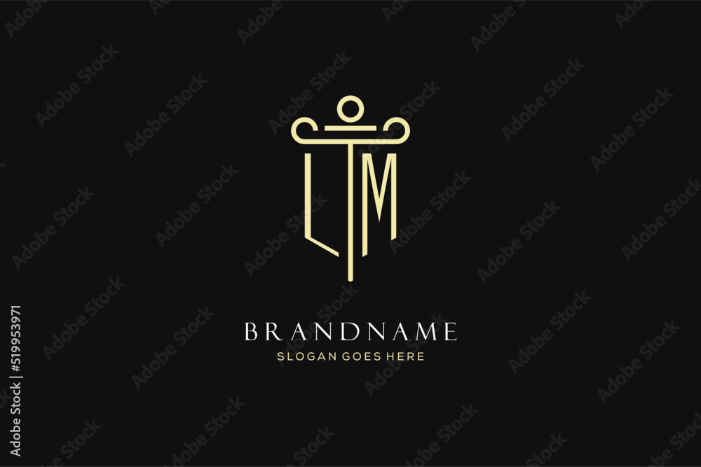 Luxury modern monogram LM logo for law firm with pillar icon design ...