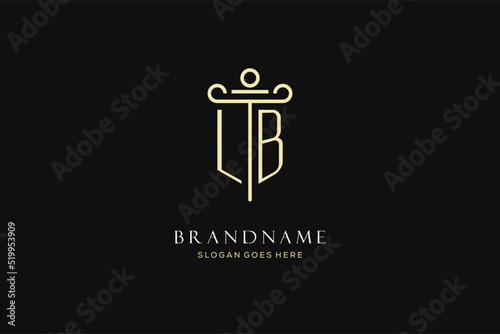 Luxury modern monogram LB logo for law firm with pillar icon design style