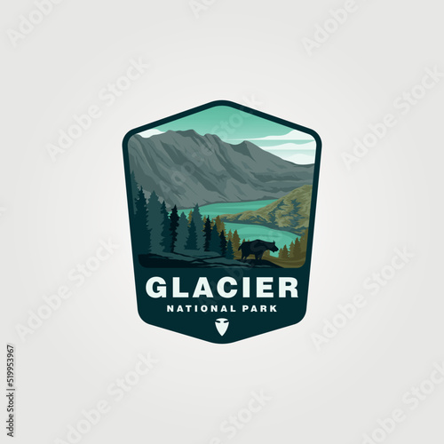 vector of glacier national park vector patch logo design photo