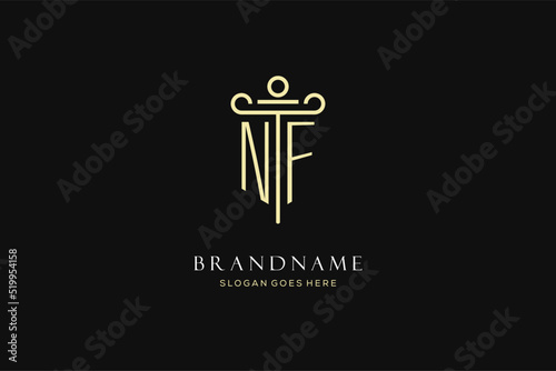Luxury modern monogram NF logo for law firm with pillar icon design style