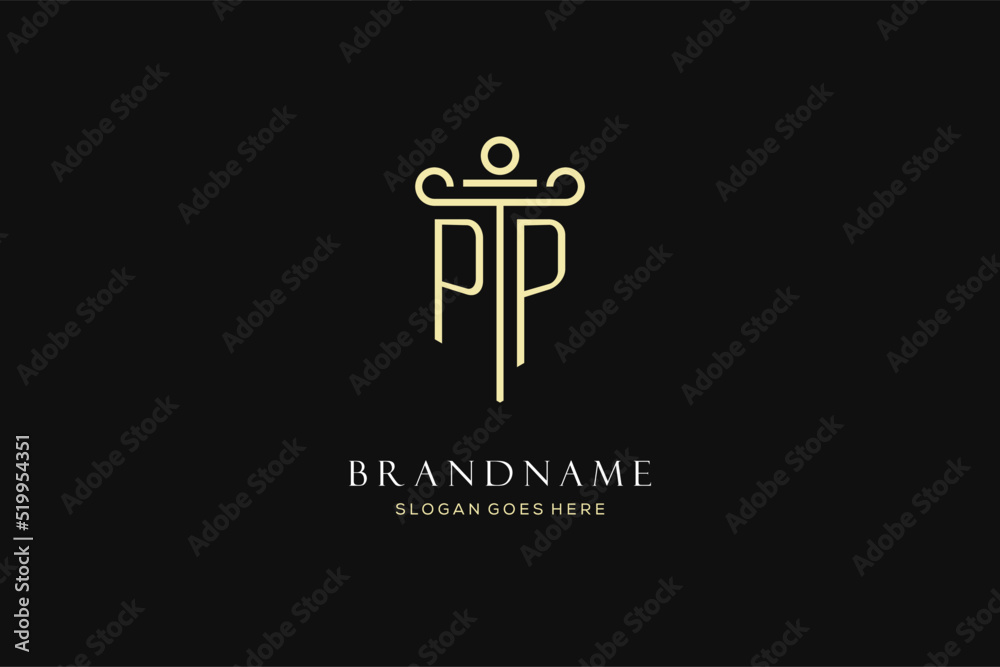 Luxury modern monogram PP logo for law firm with pillar icon design ...