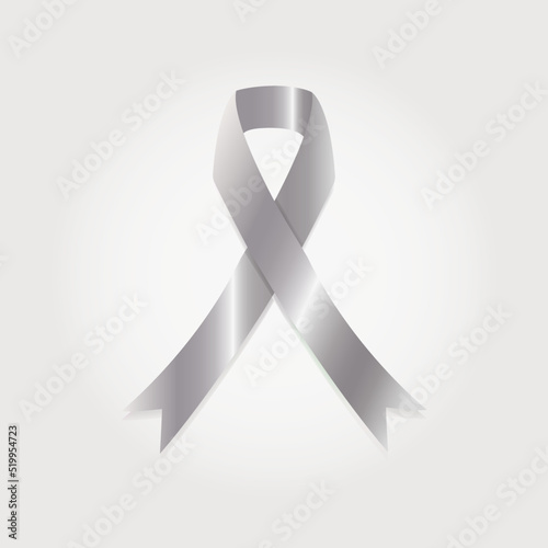 Silver awareness ribbon represents Brain Disorders Campaign for the Brain Disabled Children Brain Disabilities Parkinson's Disease Encephalitis Schizophrenia Dyslexia Elderly Abuse Vector illustration