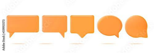 3D Blank Speech Bubbles Set Isolated.