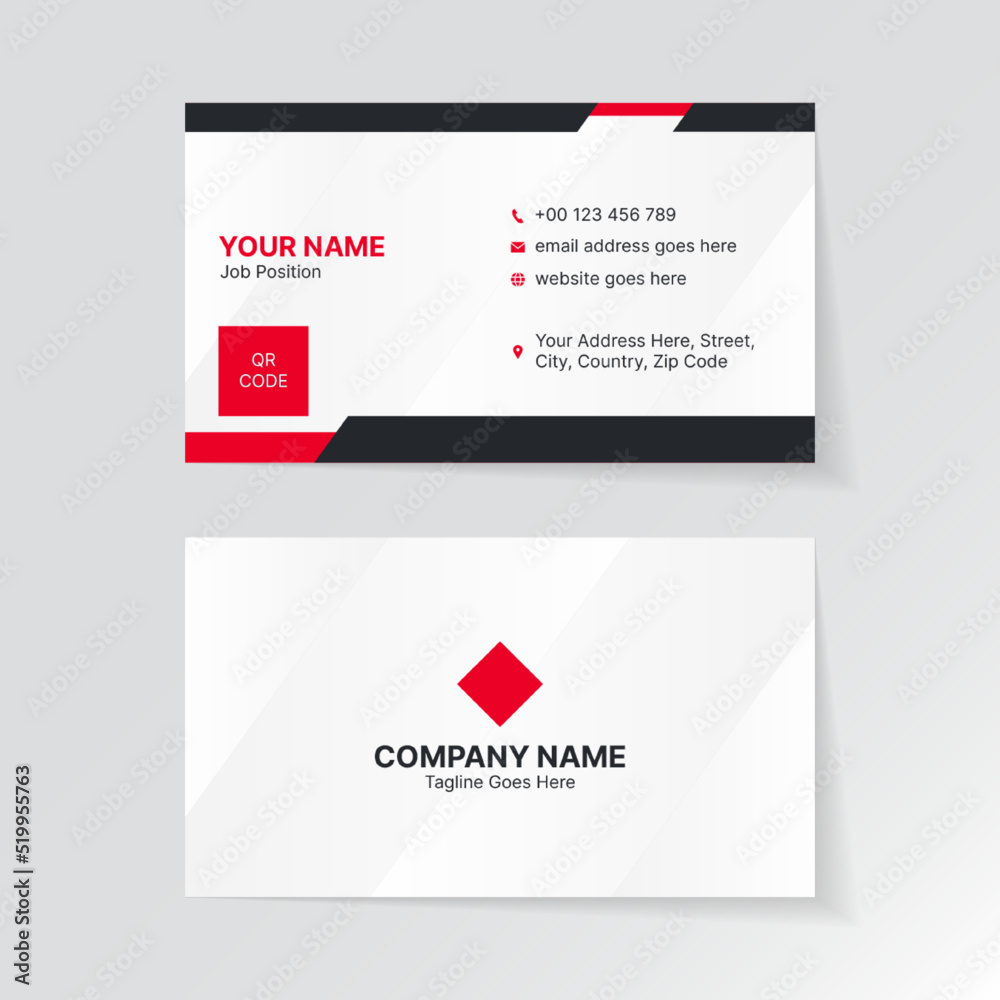 Red and White Business Card Design Professional Visiting Card Template Red and White Business Card Design Professional Visiting Card Template