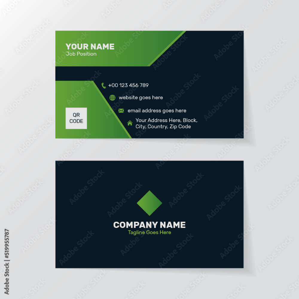Modern Technology Futuristic Style Business Card Design, Black and Green Visiting Card Template Modern Technology Futuristic Style Business Card Design, Black and Green Visiting Card Template