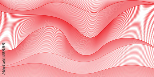 Red line wave end white background