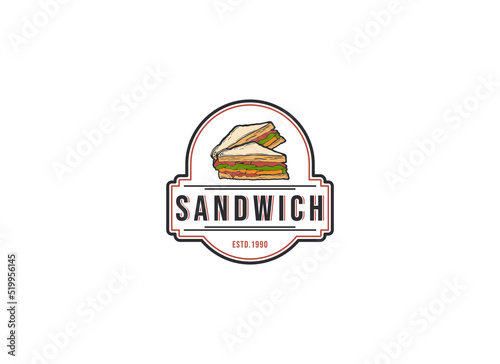 delicious looking sandwich illustration logo on white background
