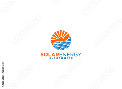 solar energy logo template vector, icon in white background