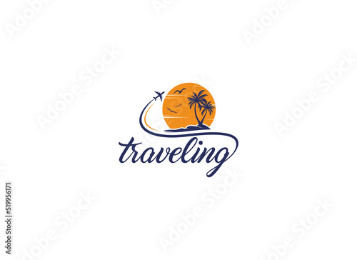 traveling logo template vector, icon in white background