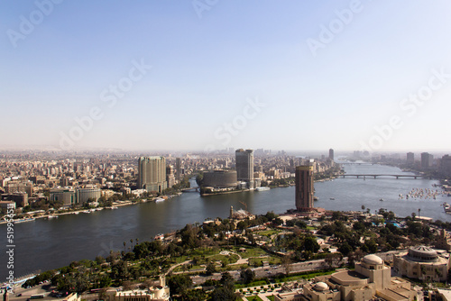Beautiful view of Cairo with the river Nile and the many bridges on the Nile