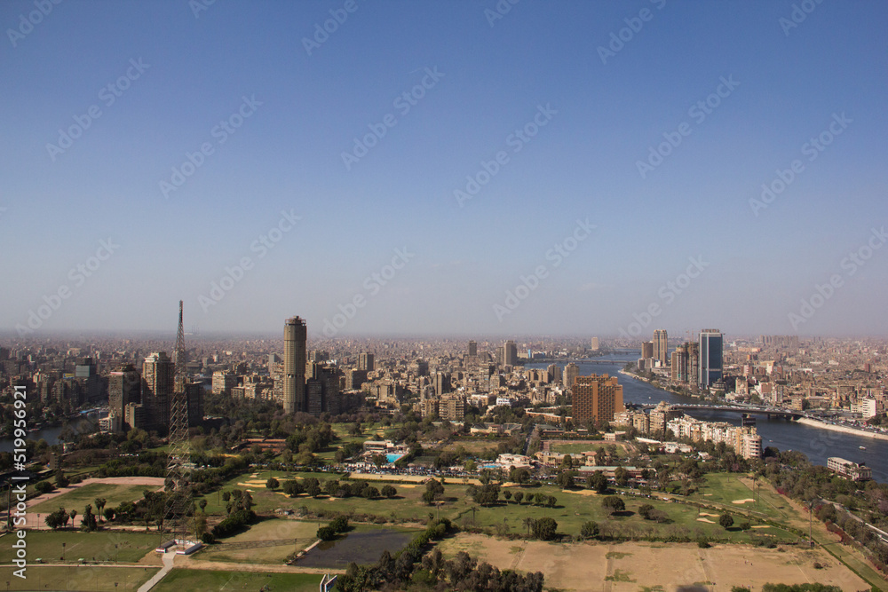 Great arial view of city of Cairo, one of the largest cities in Africa
